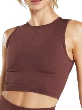 Gymshark Sweat Seamless Midi Tank L Baked Maroon Crop Athletic Top